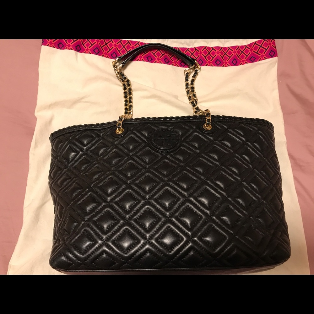 Tory Burch black leather tote bag